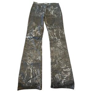 Vintage Creme Paris  Gray Artistic Print Flare Pants Taille 1 Made In France